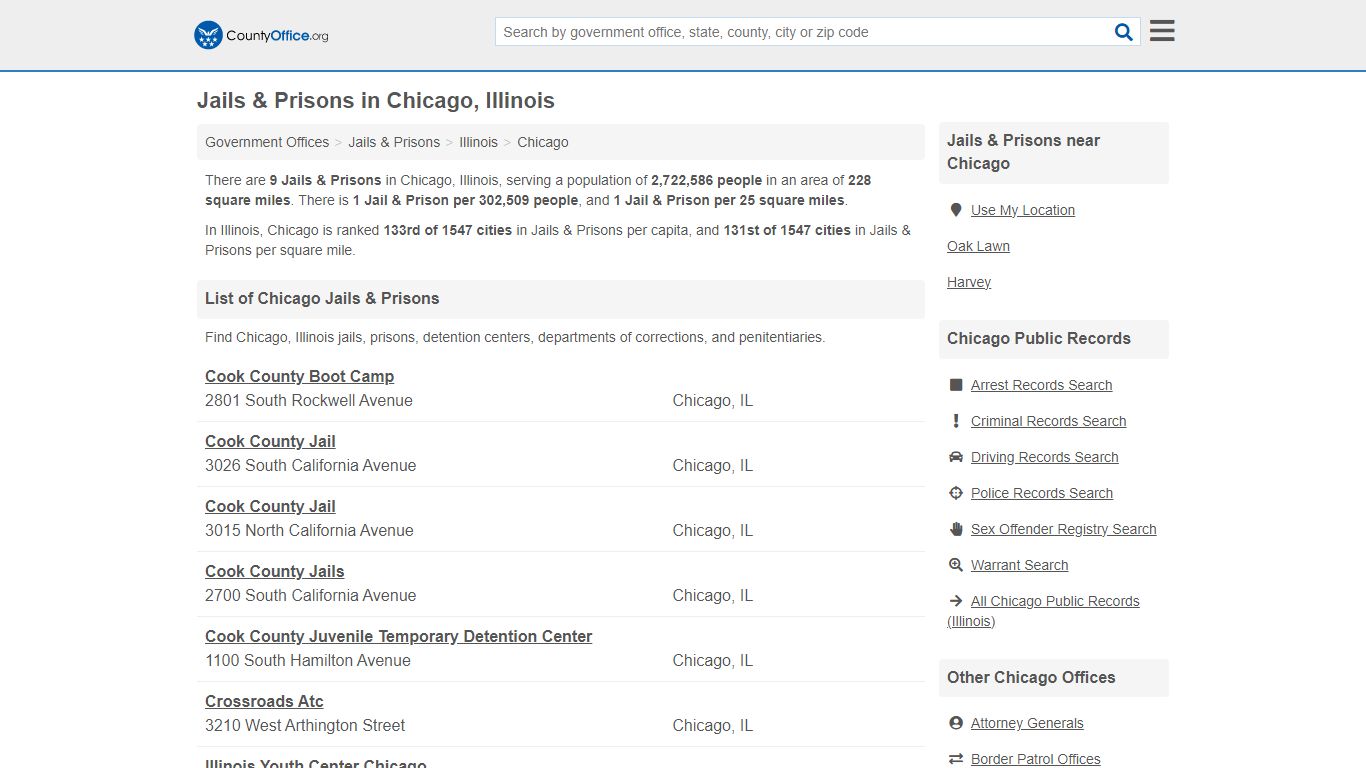 Jails & Prisons - Chicago, IL (Inmate Rosters & Records) - County Office